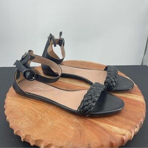 Linea Paolo Womens Lyla Black Ankle Strap Sandals Size 10 Medium (B, M)